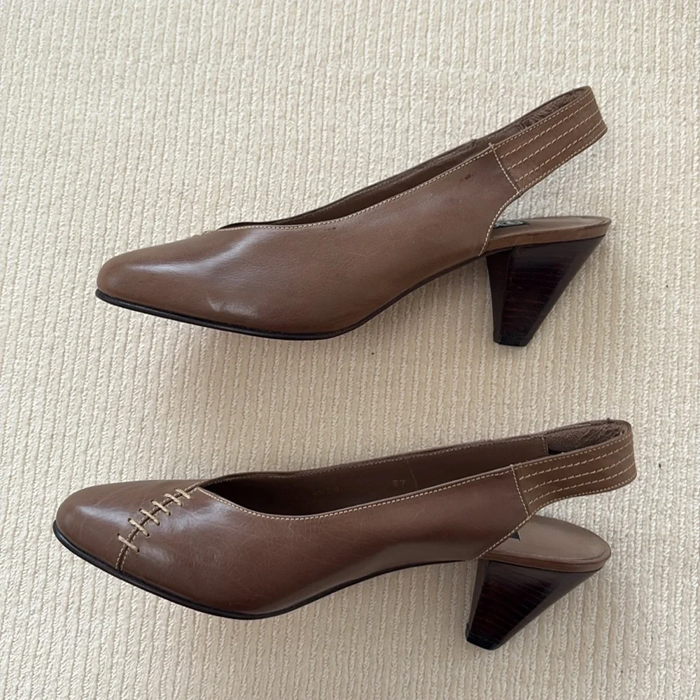 MONTBUI Elegant Brown Slingback Heels